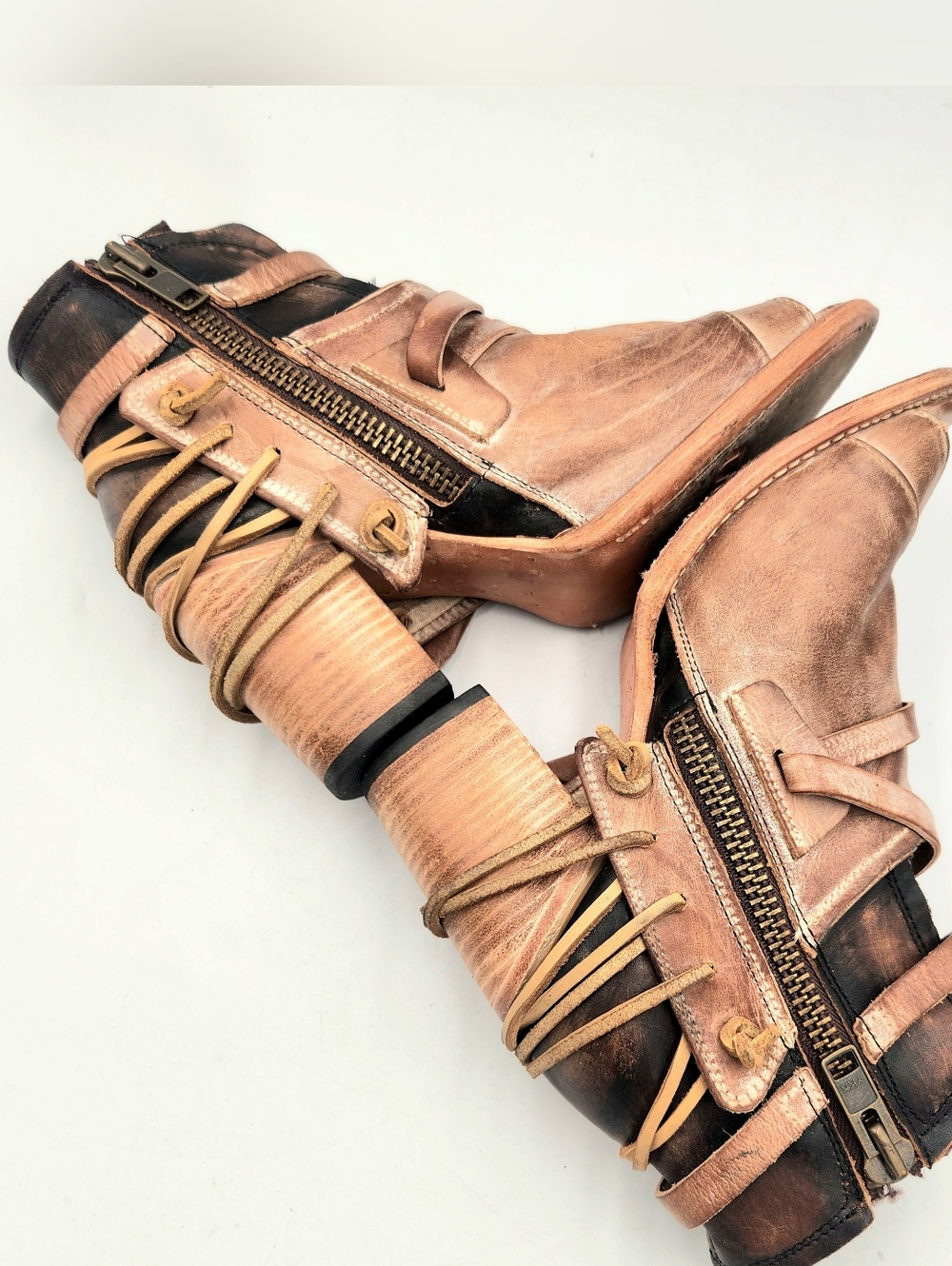 Freebird Carter Stack Heel Ankle Boot Brown Strappy Boho Womens 10 Buckle Straps - Picture 7 of 14